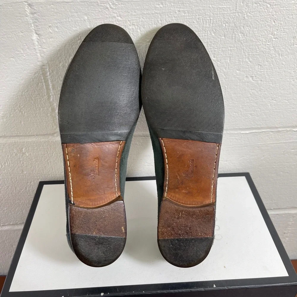 Allen Edmonds Cavanaugh Green Suede Penny Loafers Slip On Dress Shoes Men's 10 D